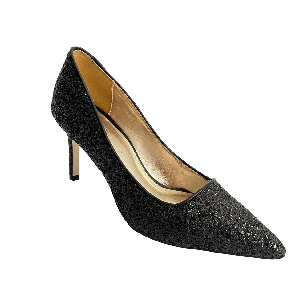 Lilly Pulitzer Margot Glitter Point Toe Pumps Stiletto Heel Black 8.5